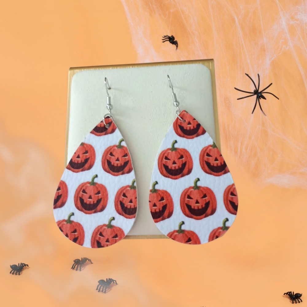 Pumpkin Faux Leather Earrings